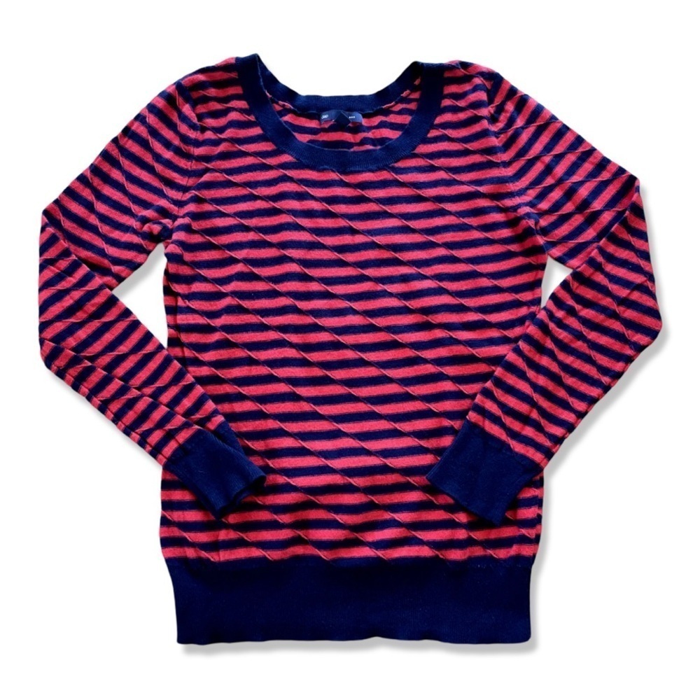 ⭐️GAP Women's Blue Red Offset Striped Sweater Shirt Size Small